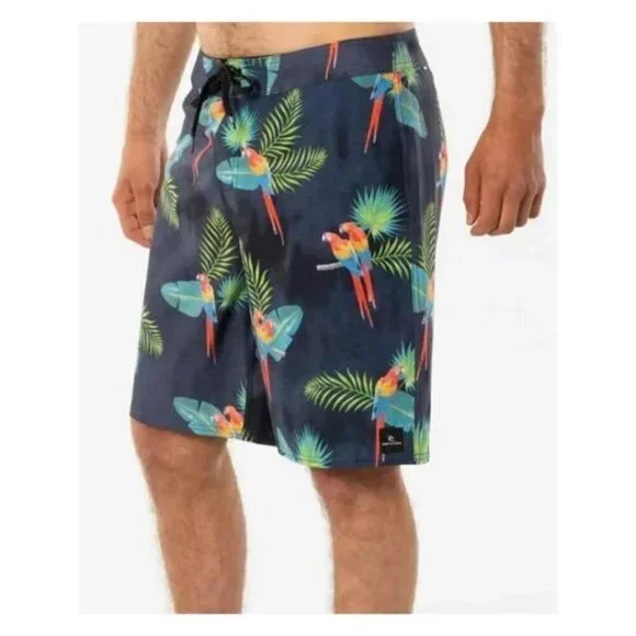 RIP CURL Mirage Subtropic Swim Trunks ~ Swim Shorts Tropical Parrot Print 30 NWT